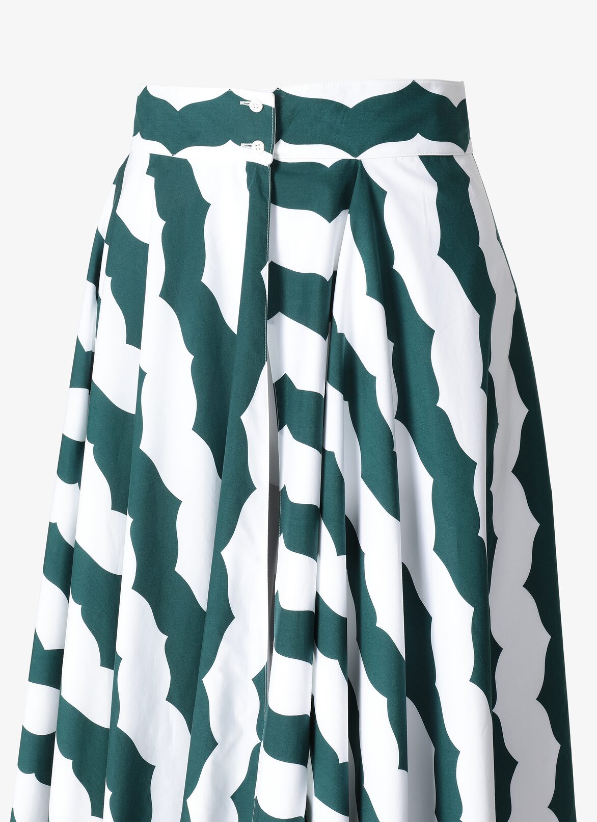 LONG SKIRT POPELINE RAYURES EDITIONS WHITE/GREEN ALAÏA ホワイト/グリーン  LONG SKIRT POPELINE RAYURES EDITIONS WHITE/GREEN